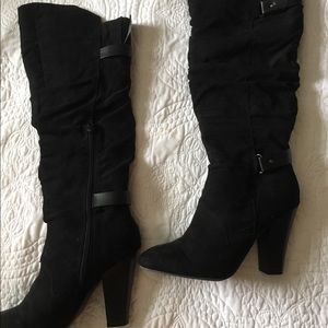 Suede Knee-High Boots
